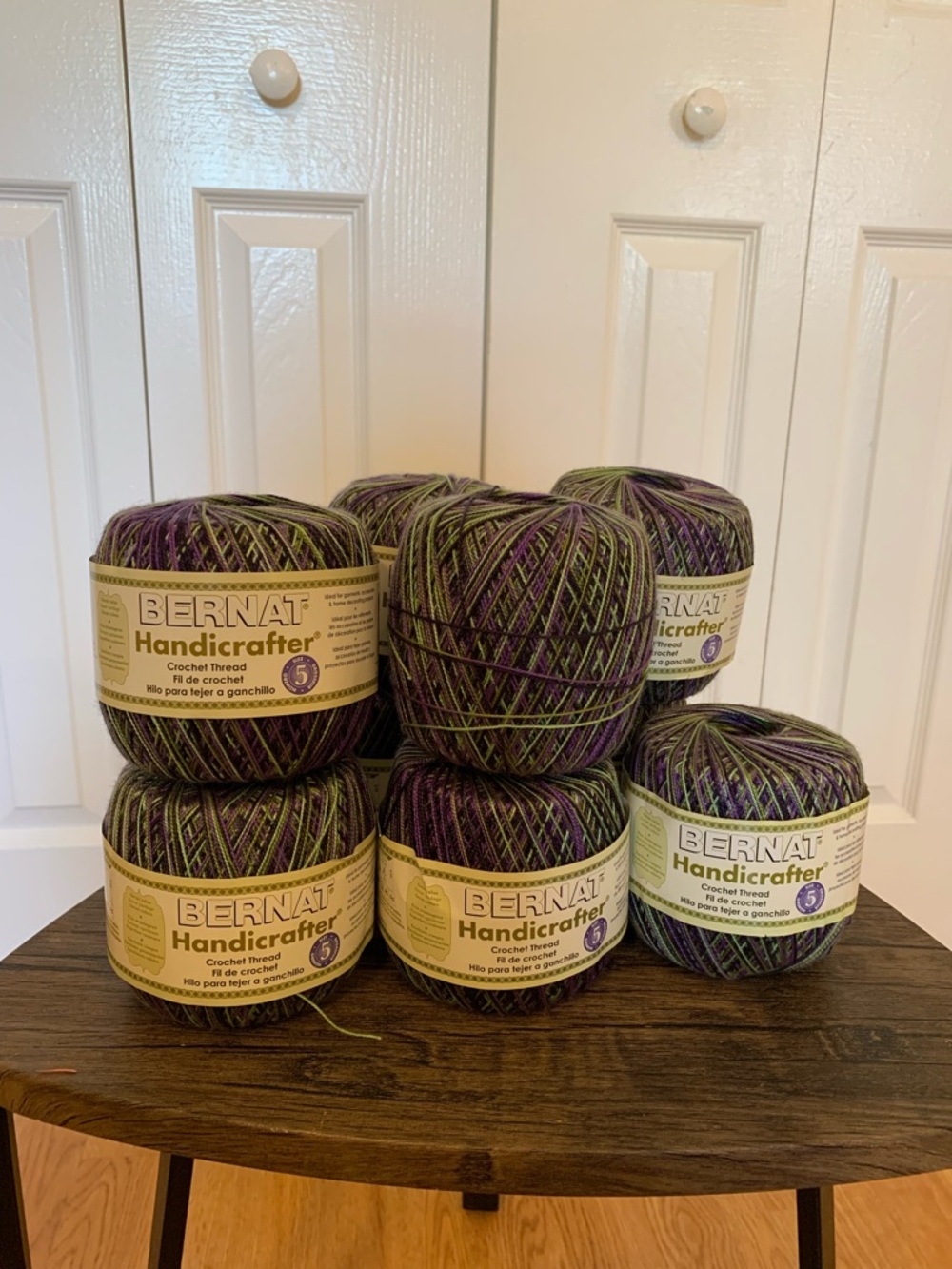 Bernat Handicrafter Crochet Thread - Variegated Purple & Green (9 Balls)